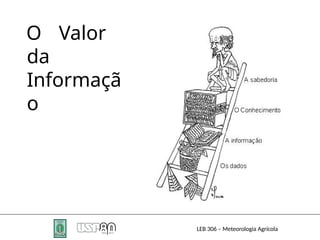 O Valor
da
Informaçã
o
LEB 306 – Meteorologia Agrícola
 