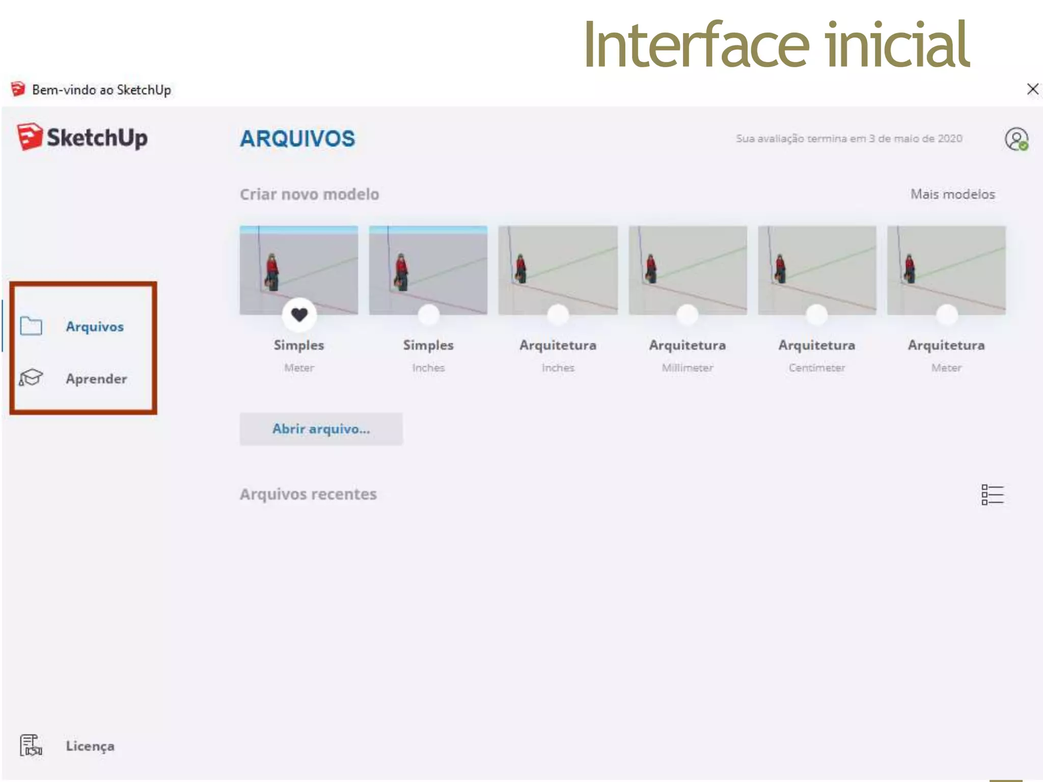 Interface inicial
 