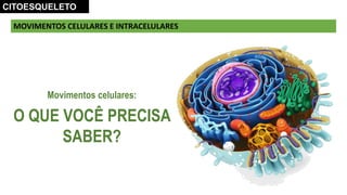 MOVIMENTOS CELULARES E INTRACELULARES
CITOESQUELETO
Movimentos celulares:
O QUE VOCÊ PRECISA
SABER?
 