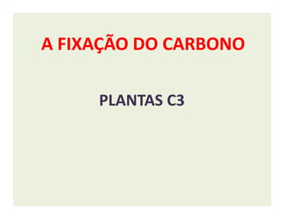 A FIXAÇÃO DO CARBONOA FIXAÇÃO DO CARBONO
PLANTAS C3PLANTAS C3
 