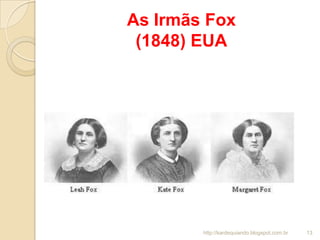 As Irmãs Fox
(1848) EUA
13http://kardequiando.blogspot.com.br
 