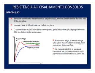 RESISTÊNCIA AO CISALHAMENTO DOS SOLOS
INTRODUÇÃO
 