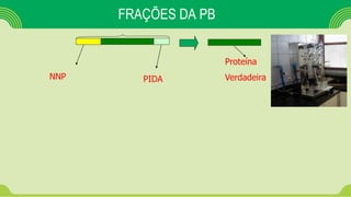 FRAÇÕES DA PB
NNP PIDA
Proteína
Verdadeira
 