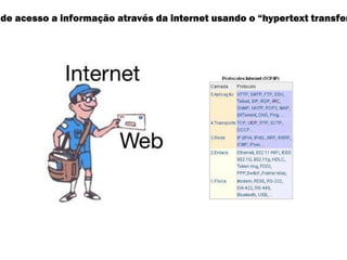 A Web – word  wide web- é um modo de acesso a informação através da internet usando o “hypertext transfer protocol” ( HTTP) e os navegadores. 