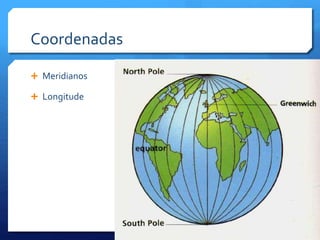 Coordenadas
 Meridianos
 Longitude
 