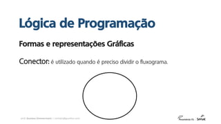 prof. Gustavo Zimmermann | contato@gust4vo.com
Formas e representações Gráficas
Conector: é utilizado quando é preciso dividir o fluxograma.
Lógica de Programação
 