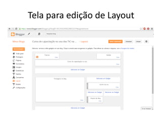 Tela para edição de Layout  