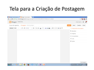 Tela para a Criação de Postagem  