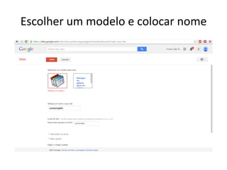 Escolher um modelo e colocar nome  