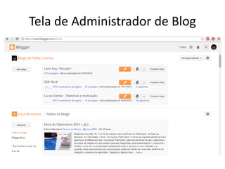 Tela de Administrador de Blog  