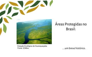 Fotos/Imagens
Estação Ecológica de Guaraqueçaba
Fonte: ICMbio.
Áreas Protegidas no
Brasil:
....um breve histórico.
 