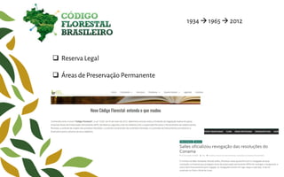  Reserva Legal
 Áreas de Preservação Permanente
1934  1965  2012
 