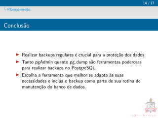 Backup pgAdmin e Restore do pgAdmin PostGreSql | PDF