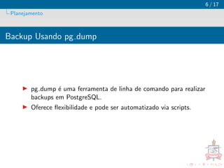 Backup pgAdmin e Restore do pgAdmin PostGreSql | PDF