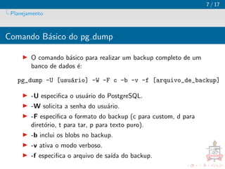 Backup pgAdmin e Restore do pgAdmin PostGreSql | PDF