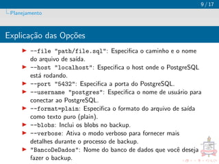 Backup pgAdmin e Restore do pgAdmin PostGreSql | PDF