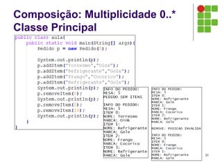 Composição: Multiplicidade 0..*
Classe Principal
31
 