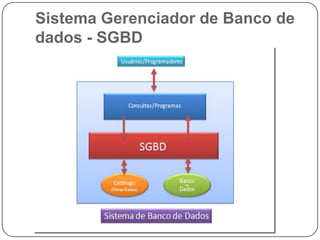 Sistema Gerenciador de Banco de
dados - SGBD
 