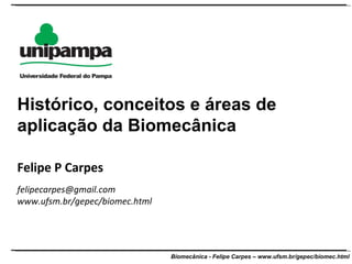 Felipe P Carpes [email_address] www.ufsm.br/gepec/biomec.html  Histórico, conceitos e áreas de aplicação da Biomecânica 