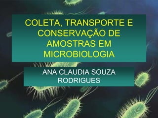 COLETA, TRANSPORTE E CONSERVAÇÃO DE AMOSTRAS EM MICROBIOLOGIA ANA CLAUDIA SOUZA RODRIGUES 
