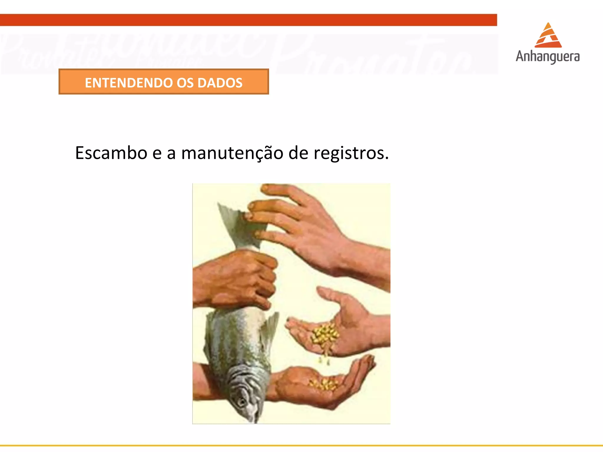ENTENDENDO OS DADOS 
Escambo e a manutenção de registros. 
 
