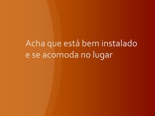 Acha que está bem instalado e se acomoda no lugar