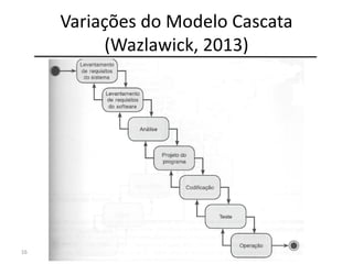 Variações do Modelo Cascata
(Wazlawick, 2013)
16
 
