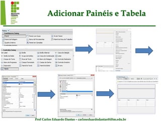 Prof Carlos Eduardo Dantas – carloseduardodantas@iftm.edu.br
Adicionar Painéis e Tabela
 