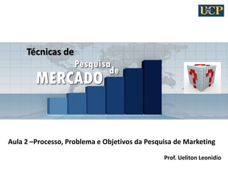 Técnicas de

Aula 2 –Processo, Problema e Objetivos da Pesquisa de Marketing
Prof. Ueliton Leonidio

 