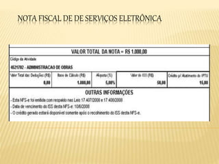 NOTA FISCAL DE DE SERVIÇOS ELETRÔNICA
 