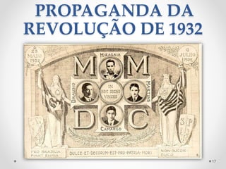 PROPAGANDA DA
REVOLUÇÃO DE 1932
17
 