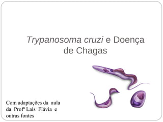 Trypanosoma cruzi e Doença
de Chagas
Com adaptações da aula
da Profª Laís Flávia e
outras fontes
 
