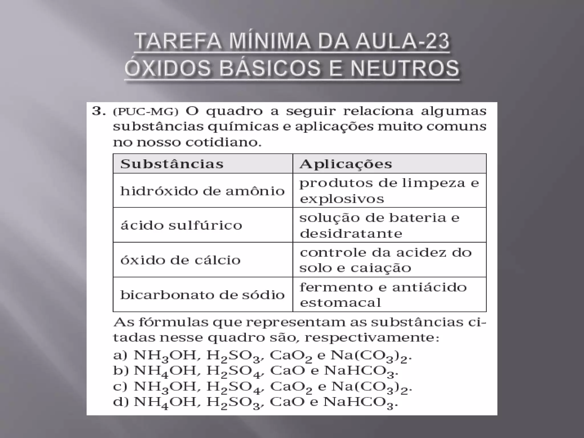 Aula 23 óxidos básicos e neutros - 1º ano