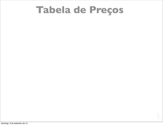 Tabela de Preços




                                                  L
                                                  C
domingo, 9 de setembro de 12
 