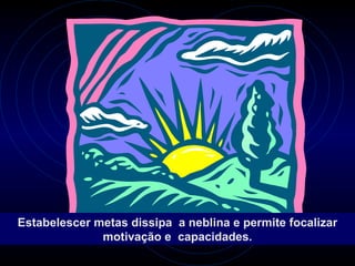 Estabelescer metas dissipa a neblina e permite focalizar
              motivação e capacidades.
 