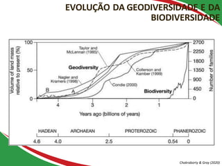 EVOLUÇÃO DA GEODIVERSIDADE E DA
BIODIVERSIDADE
Chakraborty & Gray (2020)
 