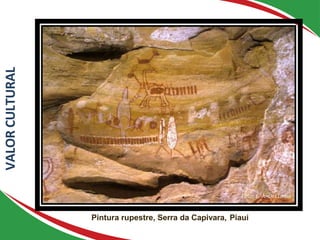 Pintura rupestre, Serra da Capivara, Piauí
VALOR
CULTURAL
Foto: E. A. Del Lama
 
