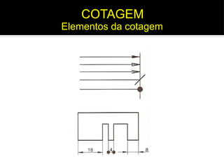 Elementos da cotagem
COTAGEM
 