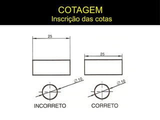 Inscrição das cotas
COTAGEM
 