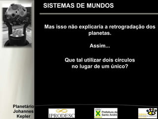 Mas isso não explicaria a retrogradação dos
planetas.
Assim...
Que tal utilizar dois círculos
no lugar de um único?
SISTEMAS DE MUNDOS
 