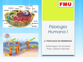 Fisiologia
Humana I
2. FISIOLOGIA DE MEMBRANA
Enfermagem 3o semestre
Profa. Adriana Azevedo
FMU
 