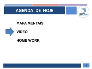 AGENDA DE HOJE
MAPA MENTAIS
VÍDEO
HOME WORK
15
 