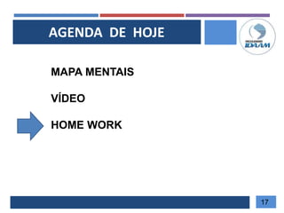 AGENDA DE HOJE
MAPA MENTAIS
VÍDEO
HOME WORK
17
 