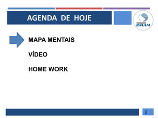 AGENDA DE HOJE
MAPA MENTAIS
VÍDEO
HOME WORK
2
 