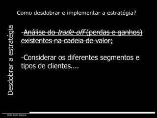 Desdobrar a estratégia Como desdobrar e implementar a estratégia? 