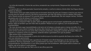 Lá vinha ele trotando, à frente de sua dona, arrastando seu comprimento. Desprevenido, acostumado,
cachorro.
A menina abriu os olhos pasmada. Suavemente avisado, o cachorro estacou diante dela. Sua língua vibrava.
Ambos se olhavam.
Entre tantos seres que estão prontos para se tornarem donos de outro ser, lá estava a menina que viera ao
mundo para ter aquele cachorro. Ele fremia suavemente, sem latir. Ela olhava-o sob os cabelos, fascinada,
séria. Quanto tempo se passava? Um grande soluço sacudiu-a desafinado. Ele nem sequer tremeu. Também
ela passou por cima do soluço e continuou a fitá-lo.
Os pelos de ambos eram curtos, vermelhos.
Que foi que se disseram? Não se sabe. Sabe-se apenas que se comunicaram rapidamente, pois não havia
tempo. Sabe-se também que sem falar eles se pediam. Pediam-se com urgência, com encabulamento,
surpreendidos.
No meio de tanta vaga impossibilidade e de tanto sol, ali estava a solução para a criança vermelha. E no
meio de tantas ruas a serem trotadas, de tantos cães maiores, de tantos esgotos secos - lá estava uma menina,
como se fora carne de sua ruiva carne. Eles se fitavam profundos, entregues, ausentes de Grajaú. Mais um
instante e o suspenso sonho se quebraria, cedendo talvez à gravidade com que se pediam.
Mas ambos eram comprometidos.
Ela com sua infância impossível, o centro da inocência que só se abriria quando ela fosse uma mulher. Ele,
com sua natureza aprisionada.
A dona esperava impaciente sob o guarda-sol. O basset ruivo afinal despregou-se da menina e saiu
sonâmbulo. Ela ficou espantada, com o acontecimento nas mãos, numa mudez que nem pai nem mãe
compreenderiam. Acompanhou-o com olhos pretos que mal acreditavam, debruçada sobre a bolsa e os
joelhos, até vê-la dobrar a outra esquina.
Mas ele foi mais forte que ela. Nem uma só vez olhou para trás.
 