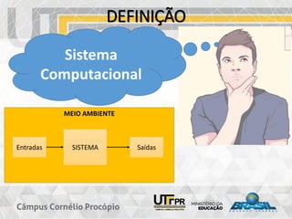 DEFINIÇÃO
MEIO AMBIENTE
Entradas SISTEMA Saídas
Sistema
Computacional
 