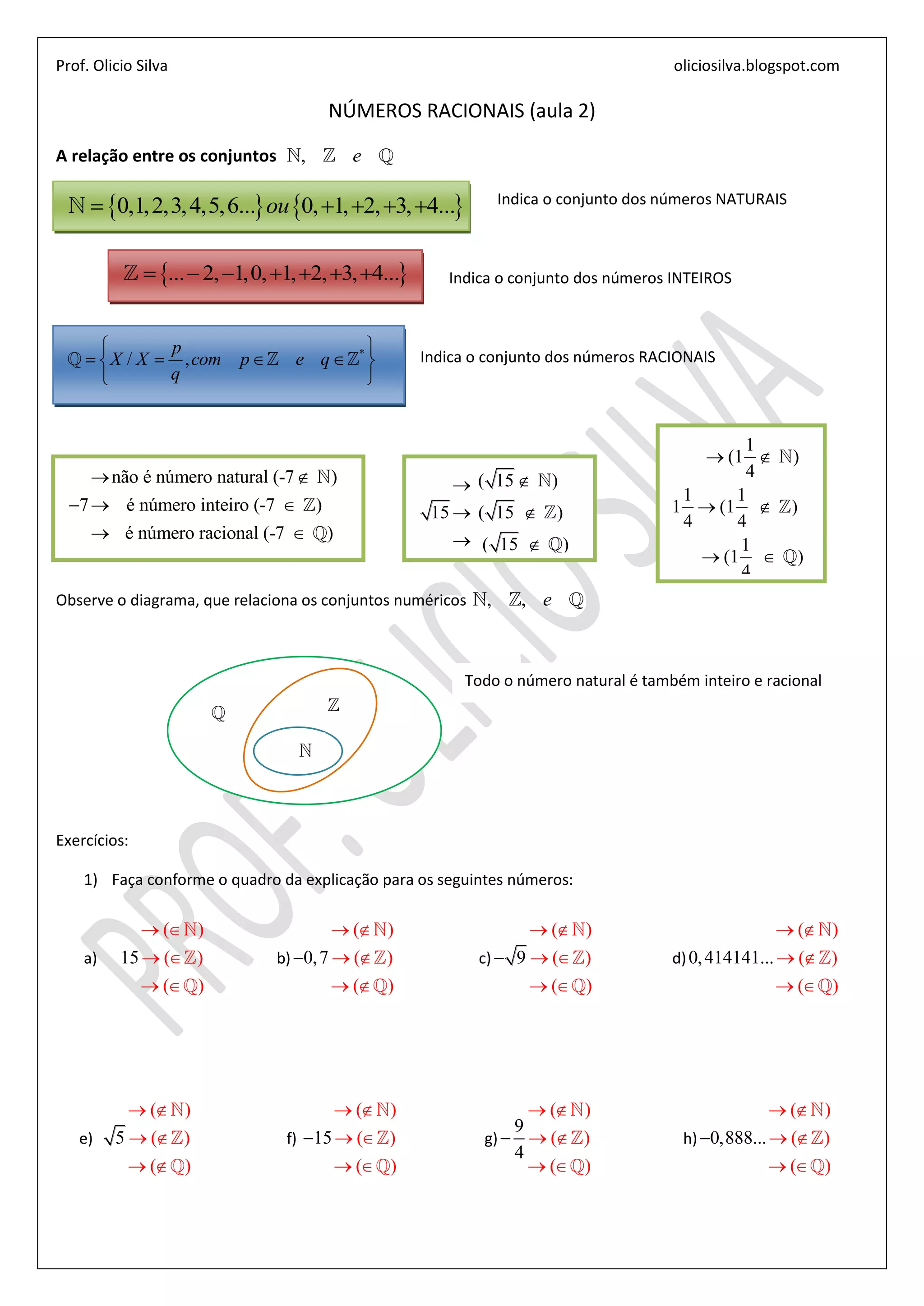 Aula 2 ( relação e representação) dos números racionais | PDF
