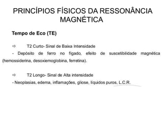 PRINCÍPIOS FÍSICOS DA RESSONÂNCIA
MAGNÉTICA
Tempo de Eco (TE)
 