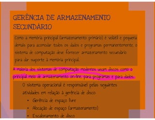 Gerência de Processos, Gerência de Memória - Sistemas Operacionais